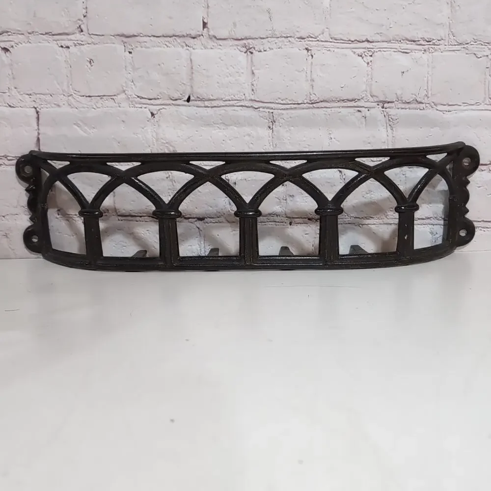 Vintage Cast Iron Pew Bible Hymnal Book Holder Wall Rack Art Deco Architectural